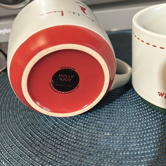 Holly & Joy Christmas Mugs - (set of 2) 16 oz - Picture 3 of 5